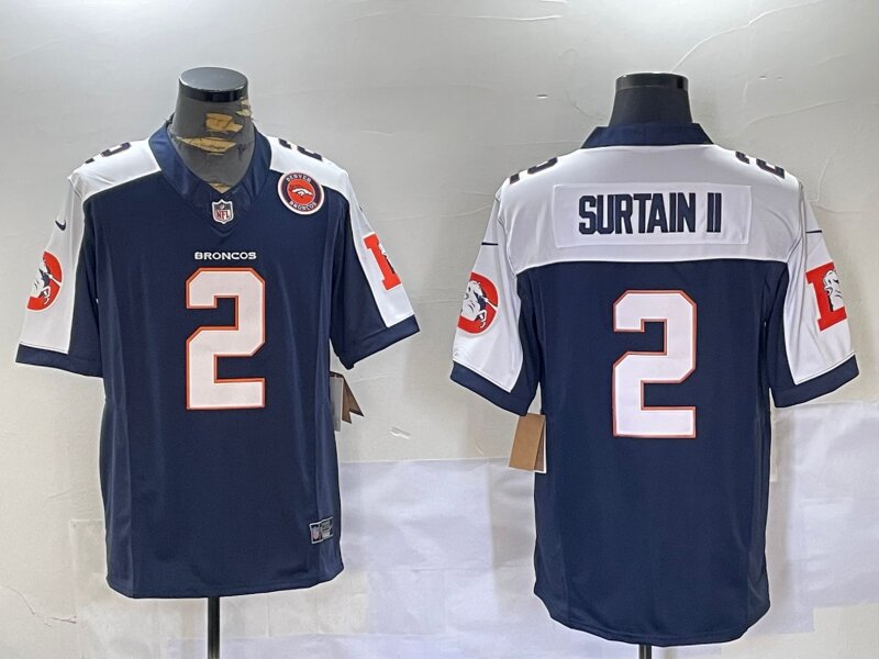 Men Denver Broncos #2 Surtain ii Blue 2024 Nike Vapor Limited NFL Jersey->ncaa teams->NCAA Jersey
